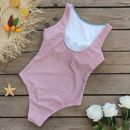 2026 New Printed One-piece Swimsuit Classic Printed Lace Up Swimsuit Women's Push Up Flower One-piece Suit Beach Wear For Female