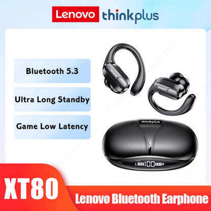 Lenovo XT80 Sports Wireless Headphones with Mics, Button Control, LED Power Display,Hifi Stereo Sound