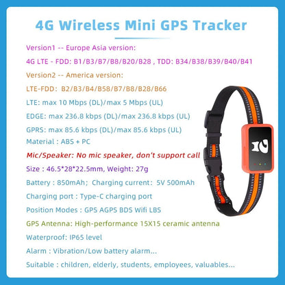 4G Smart Dog Collar Holder GPS Tracker for pet Waterproof Cat Tracking Device Pet Locator with Find My for iOS Android