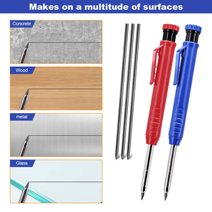 6Pcs Engineering Drawing Woodworking Marking Mechanical Pencils, 2.8mm Long Head Carpenter Pencil, Applicable Construction Works