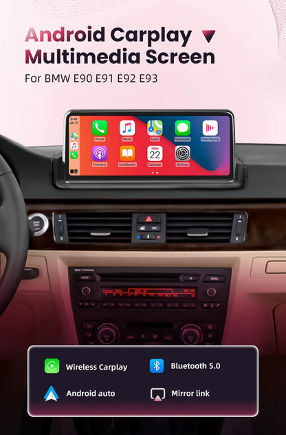 BONROAD Wireless Carplay Android auto Multimedia Player Car Radio For BMW 3 Series E90 E91 E92 E93 Touch Screen With Bluetooth