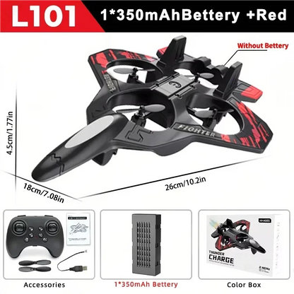 L101 RC Foam Airplane Glider Flying 2.4G With LED Lights EPP Stunt Remote Control Aircraft Foam Fighter Plane Toys For Kid Gifts
