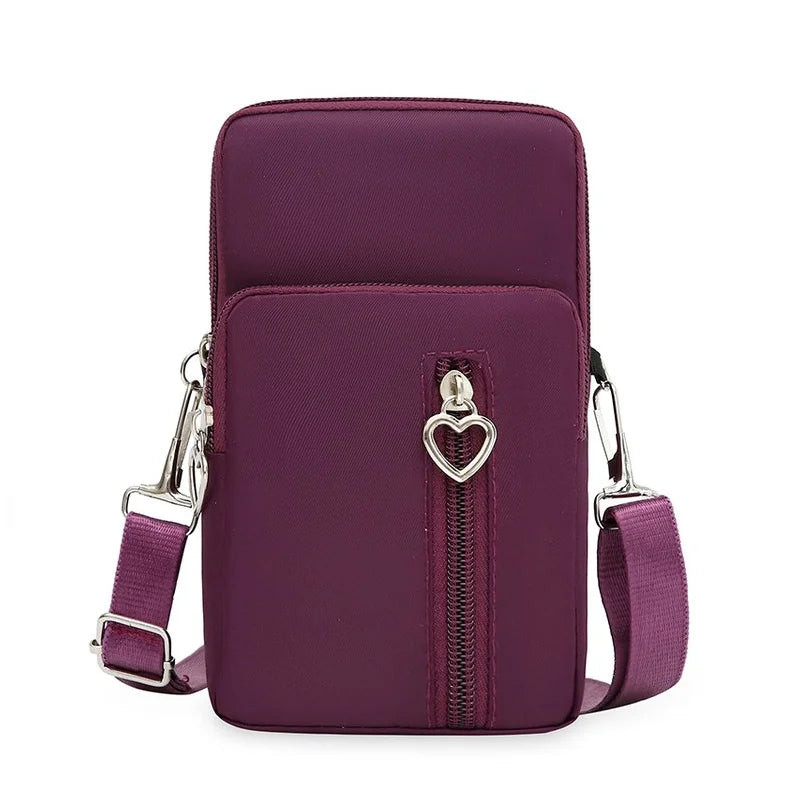 Waterproof Mobile Phone Bag Women's Mini Oxford Crossbody Bag Daily Multi-layer Zipper Purse Casual Outdoor Travel Nylon Bag