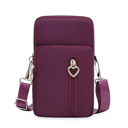 Waterproof Mobile Phone Bag Women's Mini Oxford Crossbody Bag Daily Multi-layer Zipper Purse Casual Outdoor Travel Nylon Bag