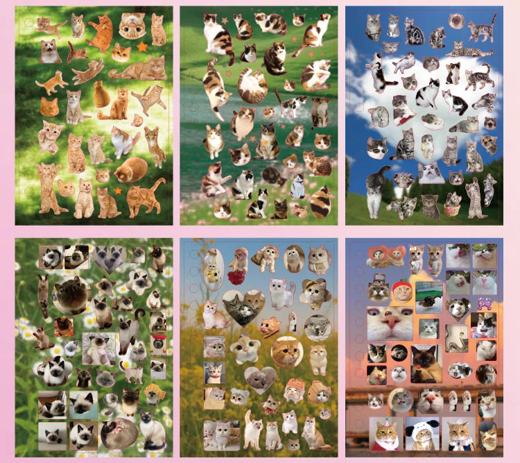 Cute Pets Theme Sticker Book 30 Sheets/Bag with Ring Binding for Scrapbooking DIY Collage Material Background Decoration