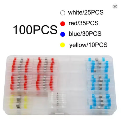 50-500PCS Waterproof Heat Shrink Solder Seal Wire Connectors 26-10 AWG Adhesive Butt Splice Terminal Kit for Cable Repair