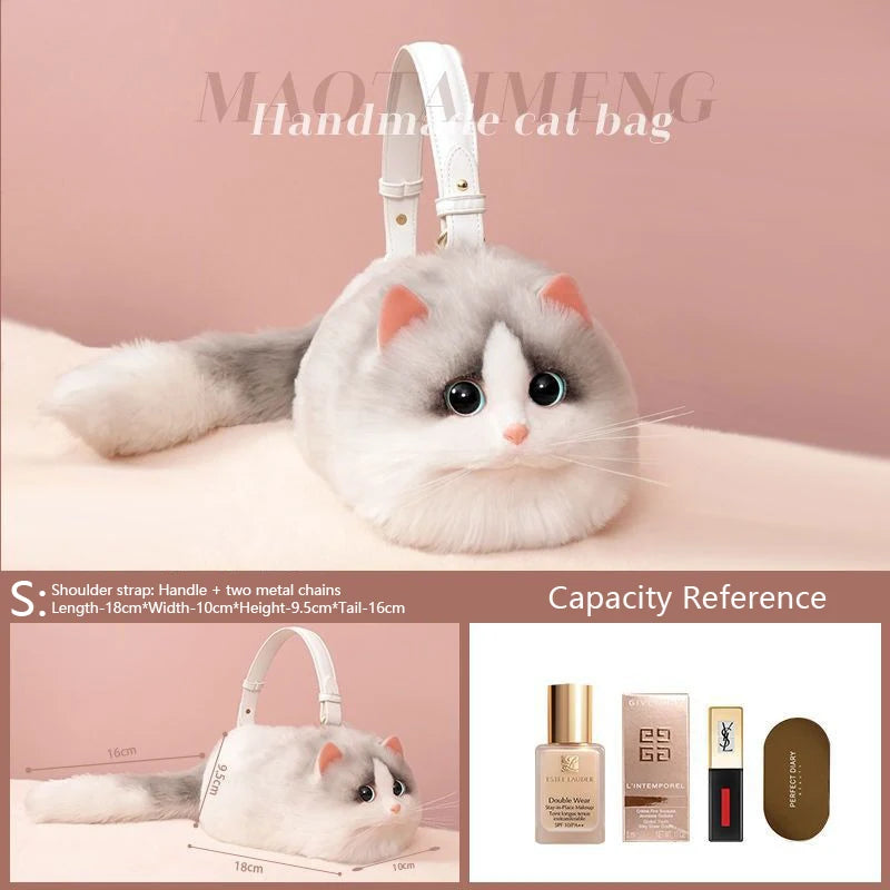 New Cute Popular Cat Small Bag Smooth Hand Feeling Not Easy To Lose Hair Hundred Mobile Phone Net Red Chain Crossbody Bag