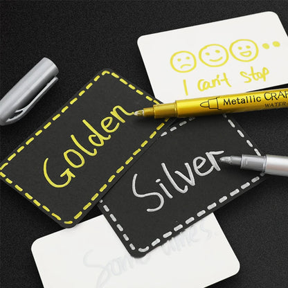 2/1Pc Brush Metallic Marker Pens Gold Silver Color Permanent Art Marker For Manga Crafts Scrapbooking School Stationery Supplies