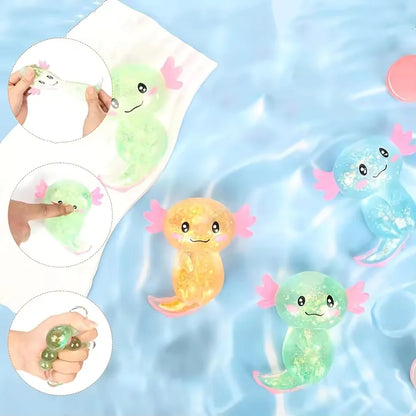 4pcs Colorful Salamander Toys Cute Malt Sugar Filled Stretchy Axolotl Fun Squeeze Birthday Supplies Party Favors Color Random