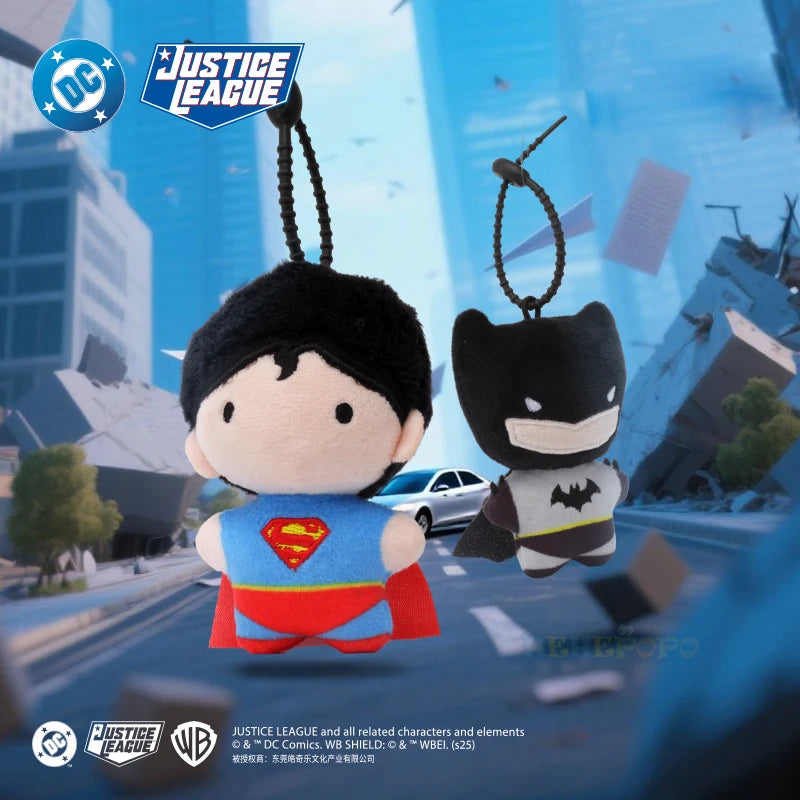 9cm Soft Plush Keychain DC Justice League Batman Superman Harley Quinn Joker Cute Cartoon Movie Dolls Creative Christmas Gifts