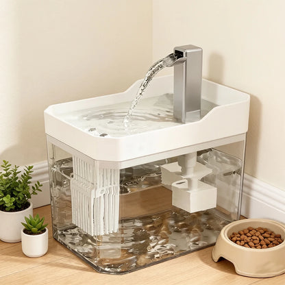 Cat Water Fountain with Auto Filter Transparent Anti-Dry Burning Recirculating Dispenser Includes Pump for Cats