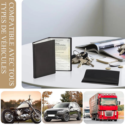 Gray card pocket package and registration Protection cover insurance-plastic transparent pouch for Motorbike Car Documents (1/2, black)