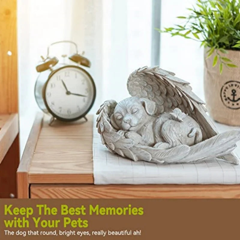 dog/Cat Angel Memorial Statue Commemorates Our Lost Fur Baby,Cat Figurines is Placed in The Outdoor Garden or Tombstone, Resin