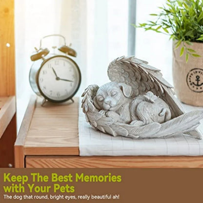 dog/Cat Angel Memorial Statue Commemorates Our Lost Fur Baby,Cat Figurines is Placed in The Outdoor Garden or Tombstone, Resin