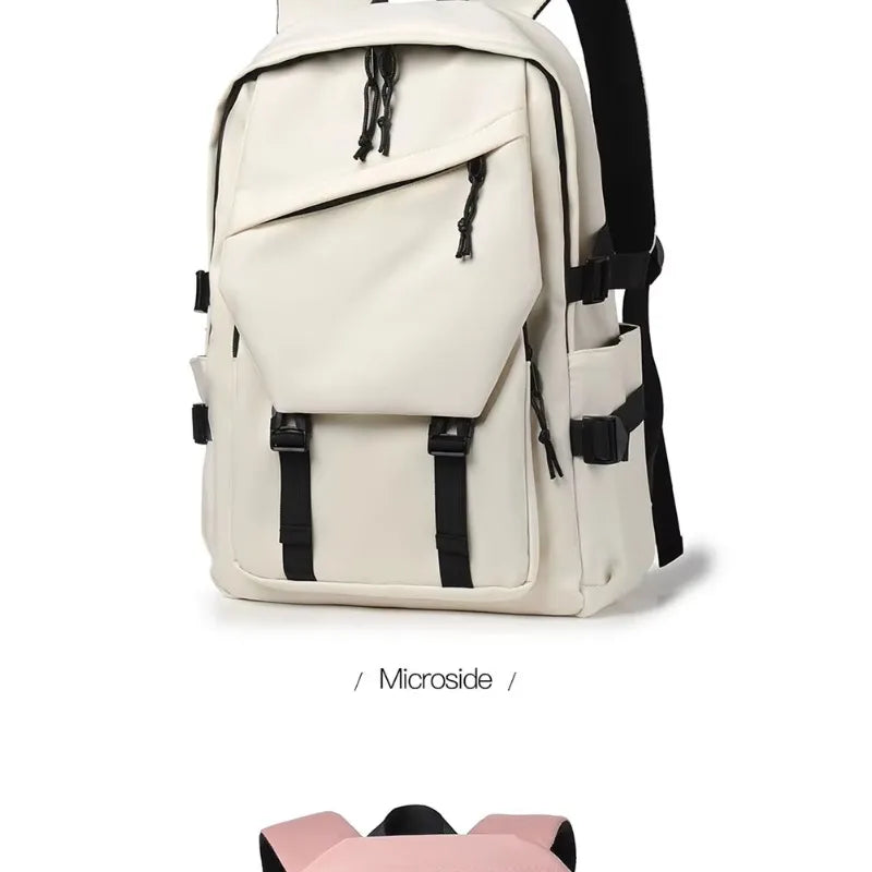 One 15 Inch Polyester Waterproof Solid Color Simple Men's Backpack Fashion Couple Student Computer Backpack