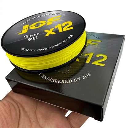 JOF X12 500M 300M Braided Fishing Line 12 Strands MultiColor Multifilament Saltwater PE Line 20 24 35 40 50 65 80LB