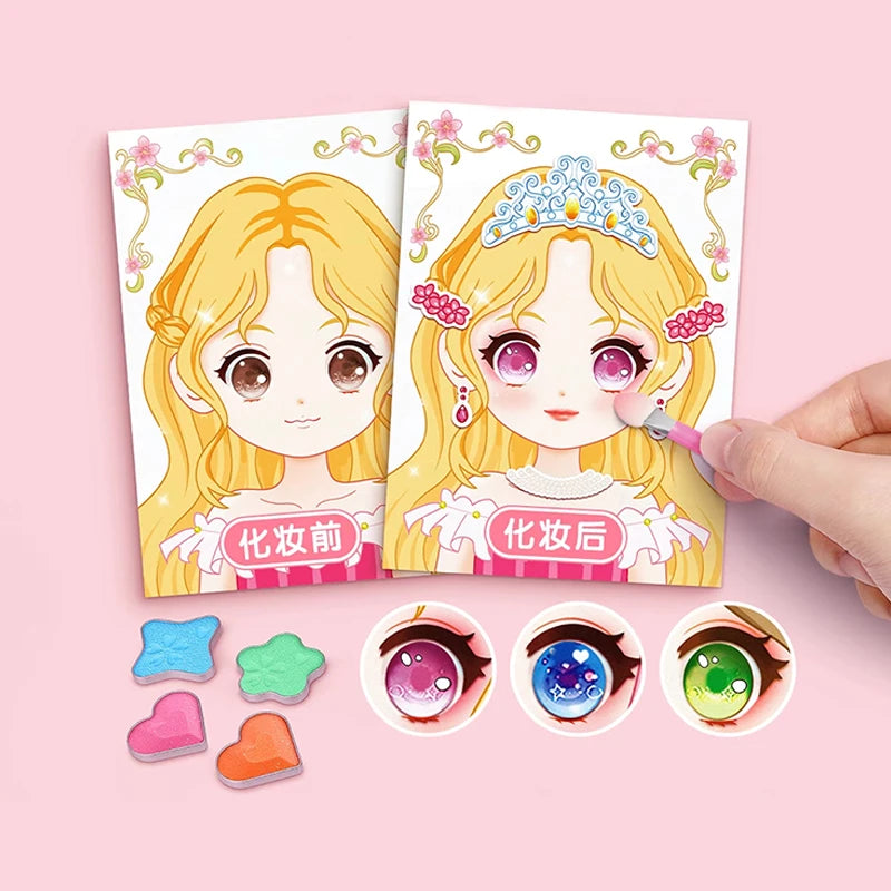 1set Toy Puzzle Stickers Reusable for Girls Cartoon Princess Make a Face Stickers Handicrafts Creative Kids Stickers