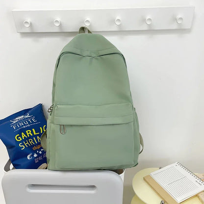 Lightweight Solid Color Backpack for High School Students Multifunctional Casual Bag School Travel Daily Use Simple Design