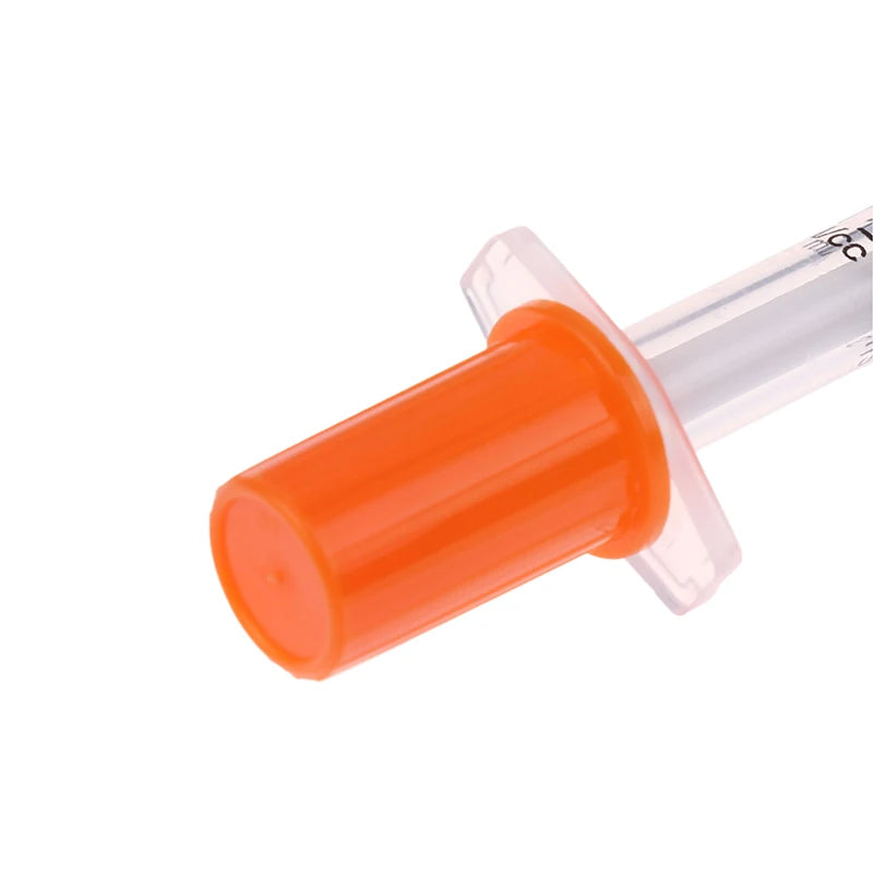 5Pcs 0.3/0.5/1ML Disposable Plastic Veterinary Syringe Orange Cap Sterile Insulin Syringe With Needles For Pet Farm Animal
