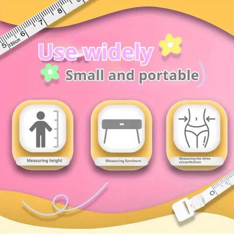 150 cm Cute Mini Soft Tape, Automatic Shrinking Tape Measure, Material Tape Measure, Plastic Tape Measure