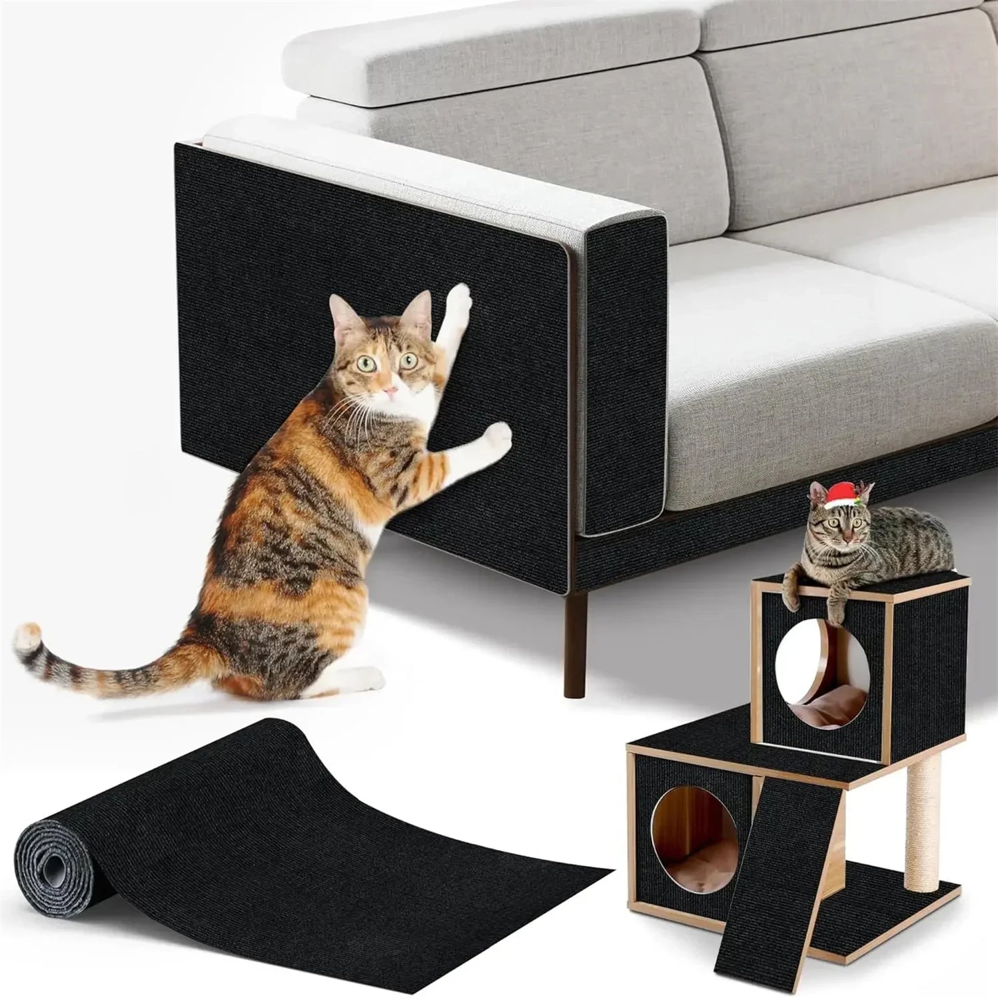 7 Colors Cat Scratcher Sofa Protector Cats Scratcher Pad Board Protection Trimmable Self-adhesive Carpet DIY Cat Scratch Mat