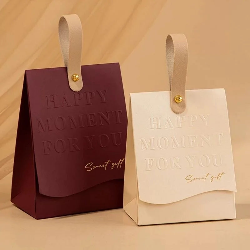 10pcs Creative Leather Portable Gift Box High-end Portable Wedding Candy Paper Box Party Packaging Supplies Paper Box