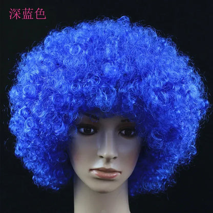 Afro Curly Clown Wigs Funny Cheerleading Wig Clown Props Football Fans Wavy Synthetic Wigs for Performance Halloween Cosplay