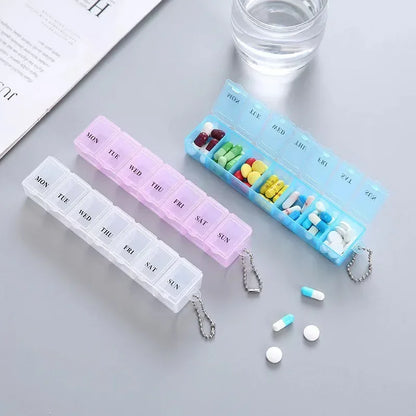 Mini Portable Transparent Medicine Box Waterproof Week-long Day-of-the-week Divider Small Pill Organizer Rectangle