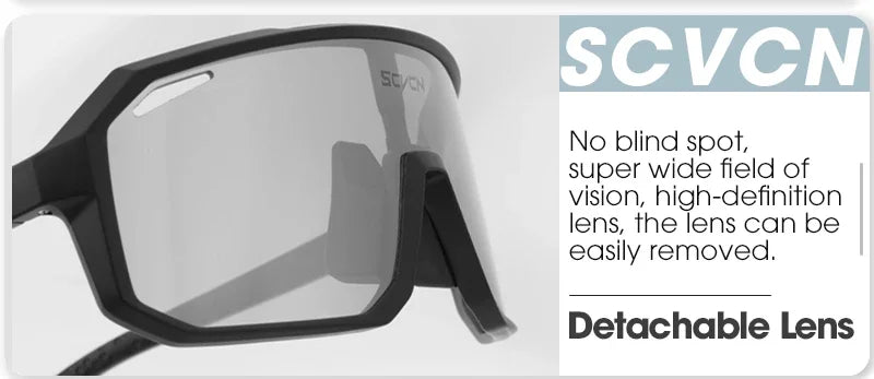 SCVCN Men Bike Photochromic Glasses Cycling Sunglasses for Women Sports Running MTB Biking Eyewear Road Mountain Bicycle Goggle