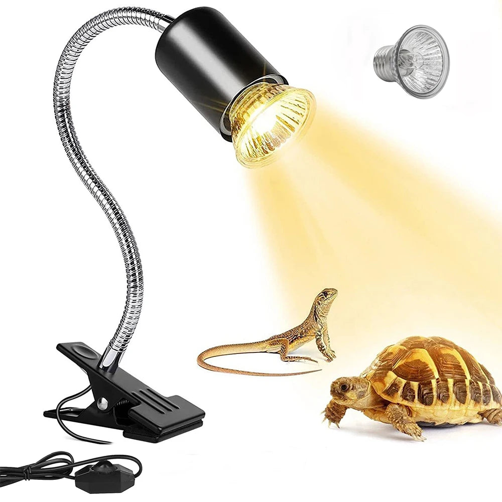 Reptile Heat Lamp 50W UVA UVB Light Rotatable Basking Spot Light Simulated Sunlight For Turtle Lizard Dimmable Heating Lamp