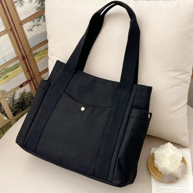 Large Capacity Canvas Tote Bags for Work Commuting Carrying Bag College Style Student Outfit Book Shoulder Bag
