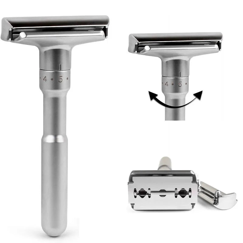 New Adjustable Safety Razor Mens Folding Shaving Double Edge Classic Safety With 5 PCS Titanium Coated Blades Shaver Razor Blade