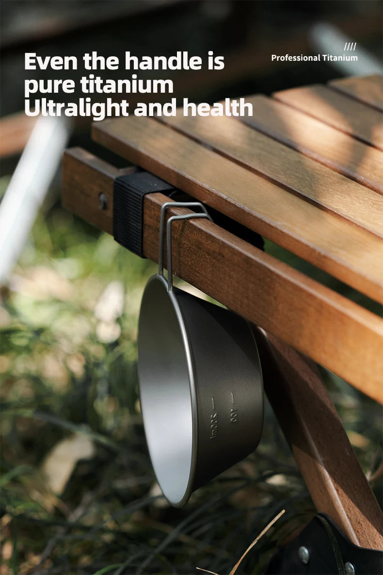 Tiartisan 260ml Titanium Camping Sierra Bowl With Fixed Handle Outdoor Picnic Ultralight Portable Salad Meal Bowl Food Container