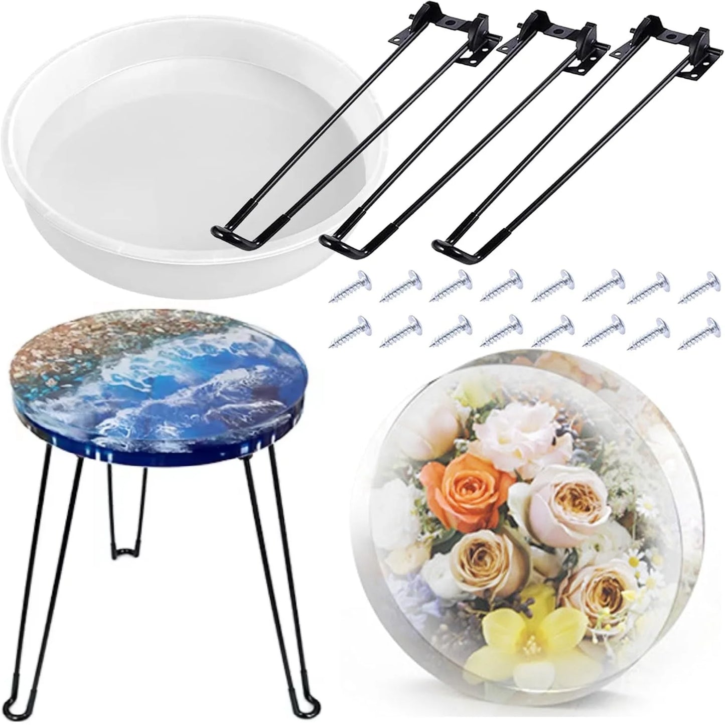 Large Round Tray UV Resin Mold Crystal Desk Silicone Mold DIY River Table Mold Fruit Disc Tea Plate Coaster Making Mold Tools