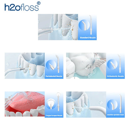 H2ofloss Cordless Water Flosser 5 Modes 300ml 2500mAh USB Rechargeable Portable High Pressure Oral Irrigator for Teeth Cleaning