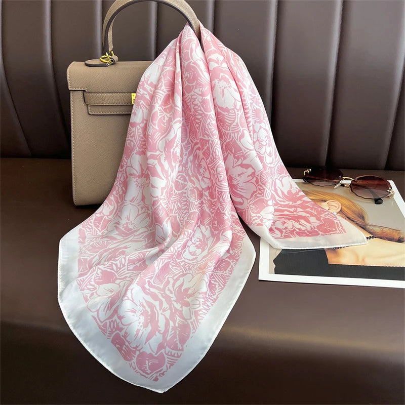 2025 New Fashion Luxury Printed Square Shawl Women 70x70cm Pashmina Silk Scarf Neck Headband Bandana