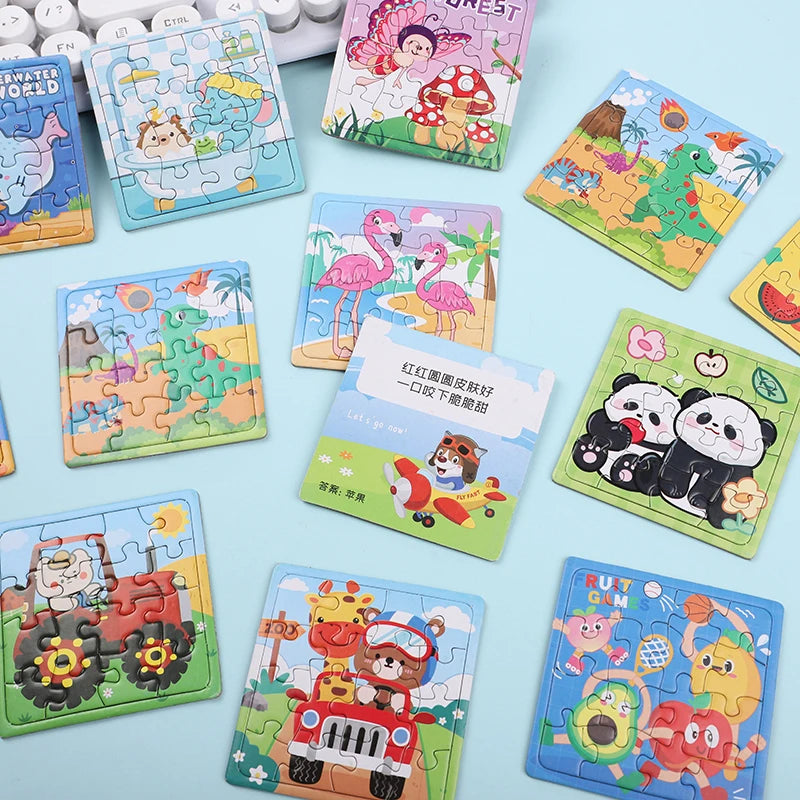 10-50Pcs Mini Cartoon Animal Paper Jigsaw Puzzles Educational Toy Kids Birthday Party Favors Gift School Rewards Pinata Fillers