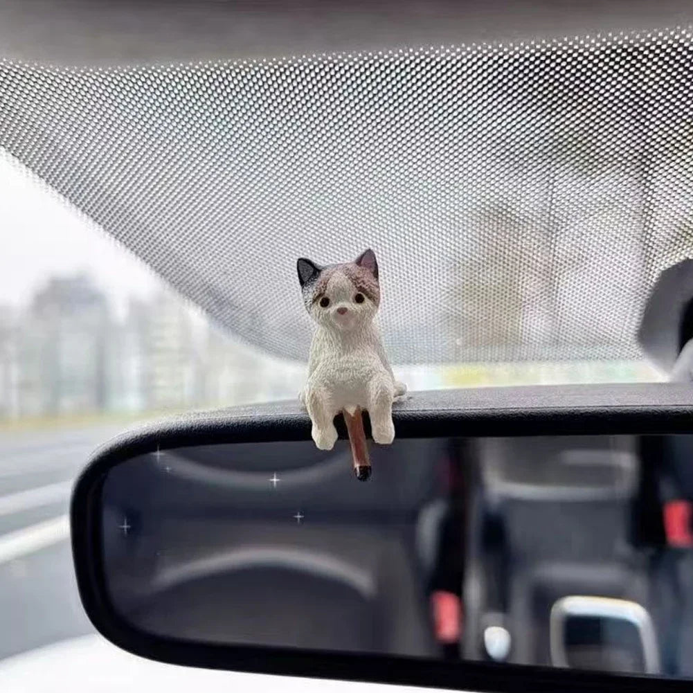 Funny Sleeping Cats Car Center Console PVC Ornaments Navigator Screen Rearview Sleeping Kitten Ornaments Decoration Car Figurine