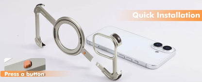Oatsbasf Z Shape Phone Case for iPhone 16 15 14 Pro Max with Stand 360°Rotatable Magsafe Minimalist Frameless Protective Cover