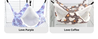 Hamster Hammock Small Pet Hanging Bed Double Warm Thickened Honeybug Flying Squirrel Guinea Pig Hammock Pet Cage Accessories