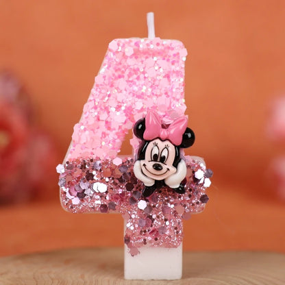 3D Number Birthday Cartoon 0-9 Minnie Mouse Candles Cake Anniversary Party Plug-in Birthday Cake Decoration Supplies DIY Gifts