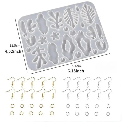 DIY Earrings Epoxy Resin Mold Set Geometric Pendants Necklaces Jewelry Making Silicone Craft Molds With Hooks Art Supplies
