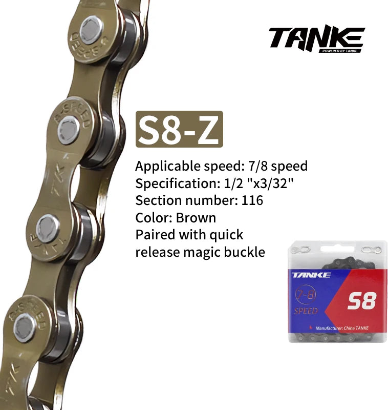 TANKE Bike Chain S8 S9 S10 S11 S12 MTB Road Bicycle Chains,Variable Speed Chain 116/126L High Quality Current Cycling Accessorie