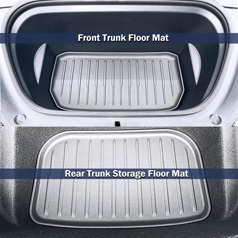For Tesla Model Y Juniper 2025 Front Rear Trunk Mat TPE Lower Storage Box Pads Protective Cover Cargo Liner Trunk Tray Floor Mat