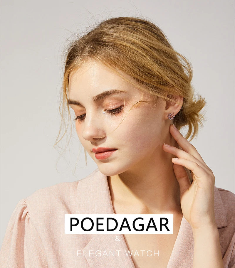 POEDAGAR Top Elegant Women's Watches Stainless Steel Date Week Woman Watch Waterproof Luminous Fashion Ladies Watch Quartz Reloj