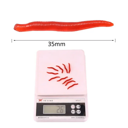Bionic Red Worm Lure 100pcs 3.5cm Lifelike Silica Gel Fishy Artificial Red Worm Earthworm Bait Submerge Simulation Lure Pesca