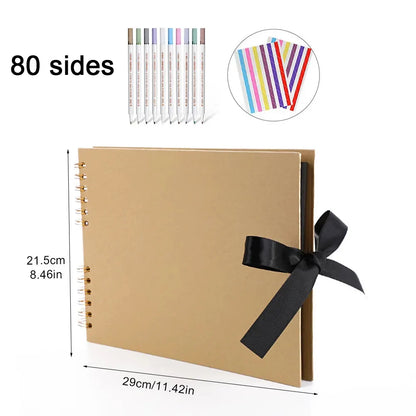 ZK20 80 Sides Black Memory Books DIY Craft Photo Albums Scrapbook Cover Kraft Album For Wedding Anniversary Gifts Memory Books