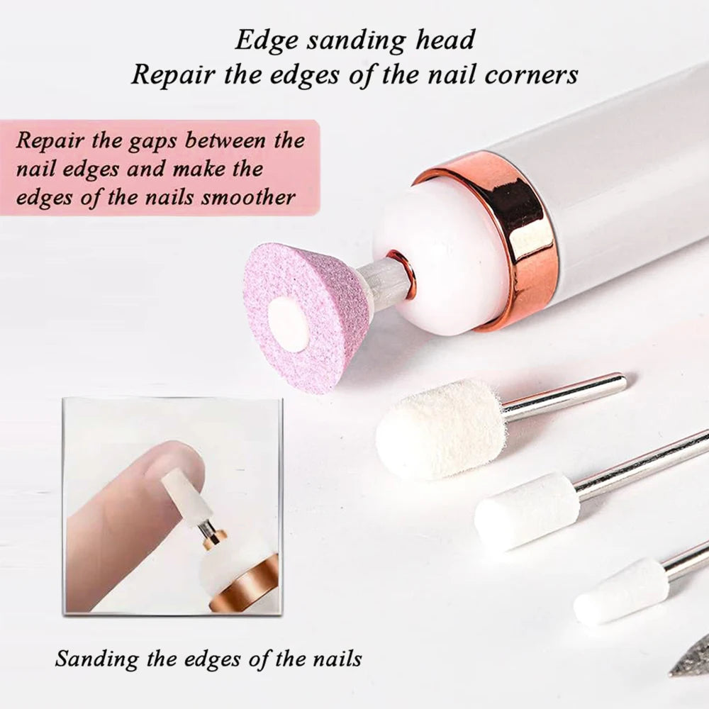 YIKOOLIN Portable Nail File Care Electric Nail Drill with 4 Speeds Cuticle Trimmer Battery Operated Manicure and Pedicure Tools