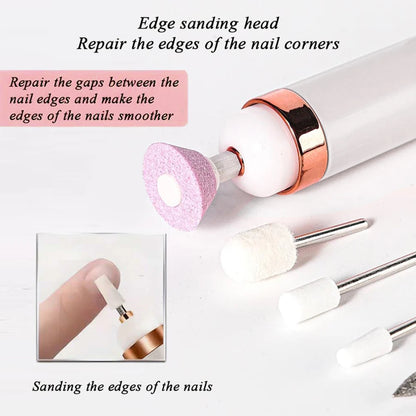 YIKOOLIN Portable Nail File Care Electric Nail Drill with 4 Speeds Cuticle Trimmer Battery Operated Manicure and Pedicure Tools