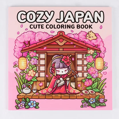 Cozy Japan: Cute Coloring Book for Adults and Teens with Charming Characters and Delightful Japanese Scenes for Relaxation